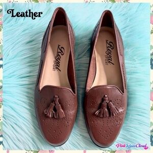 Royal Sport Brown Vintage LEATHER Slip On Tassel Loafers Women’s 6.5